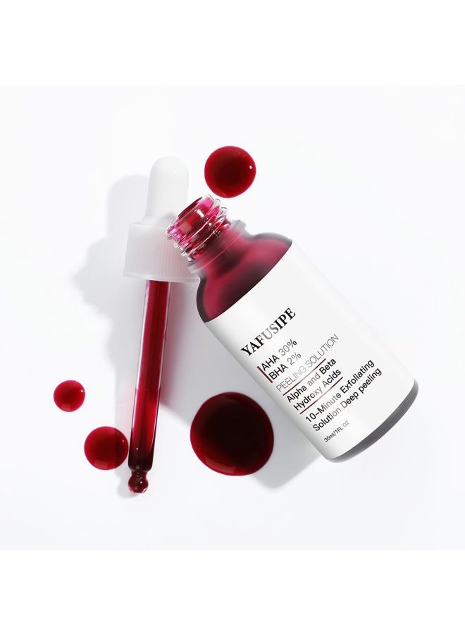 YAFUSIPE AHA 30% + BHA 2% Peeling Solution Exfoliating Chemical Skin Peel for Face at Home Facial Mask Red Peeling BHA Liquid Exfoliant Acid Peels Salicylic Acid Exfoliators Acid Peel for Face 1Floz - Image 1